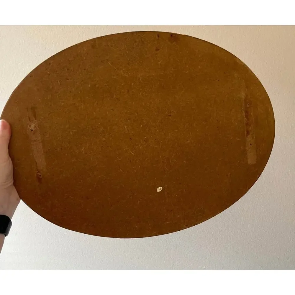 Wooden Oval Tray with Woven Texture
